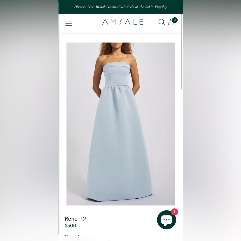 Amsale Ice Blue Rene Dress-Read Description